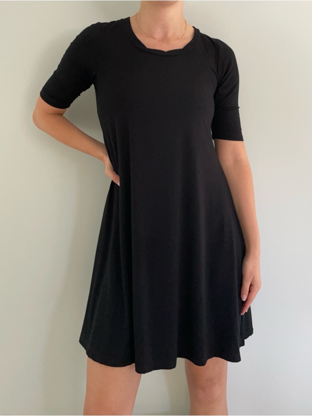 Cupio Black Swing Dress Viscose Stretch Size XS